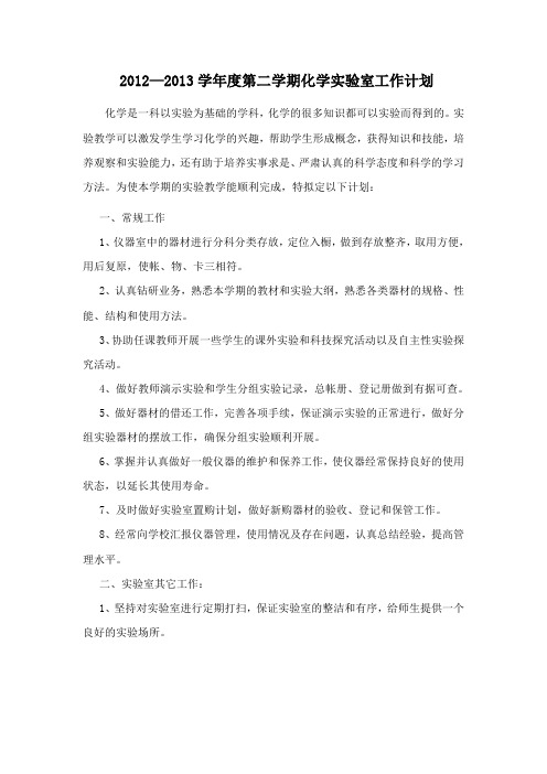 2013年第二学期计划