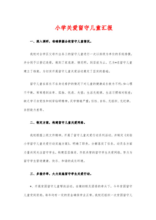 小学关爱留守儿童汇报