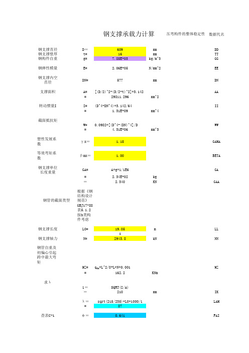 支撑刚度及承载能力计算
