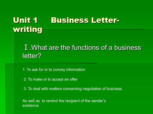 Unit 1 Business letter-writing