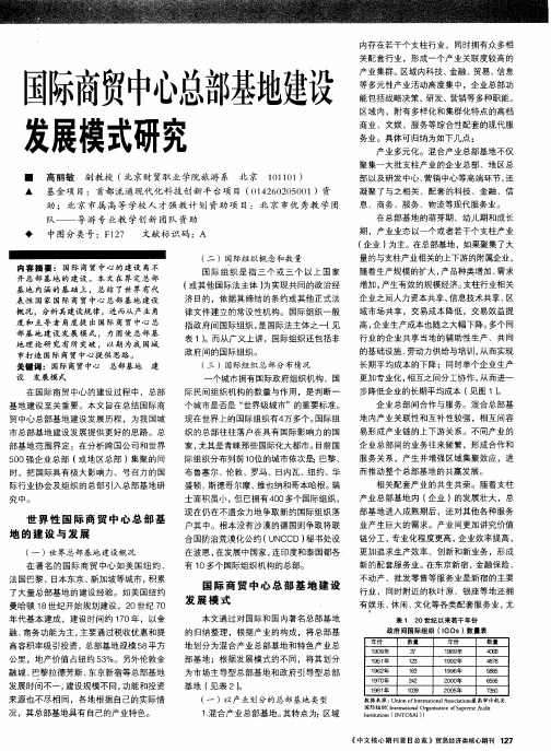 国际商贸中心总部基地建设发展模式研究
