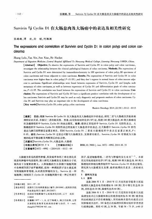 Survivin与Cyclin D1在大肠息肉及大肠癌中的表达及相关性研究