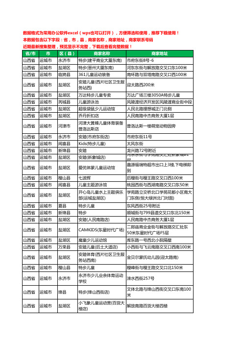 2020新版山西省运城市儿童运动工商企业公司商家名录名单黄页联系电话号码地址大全28家