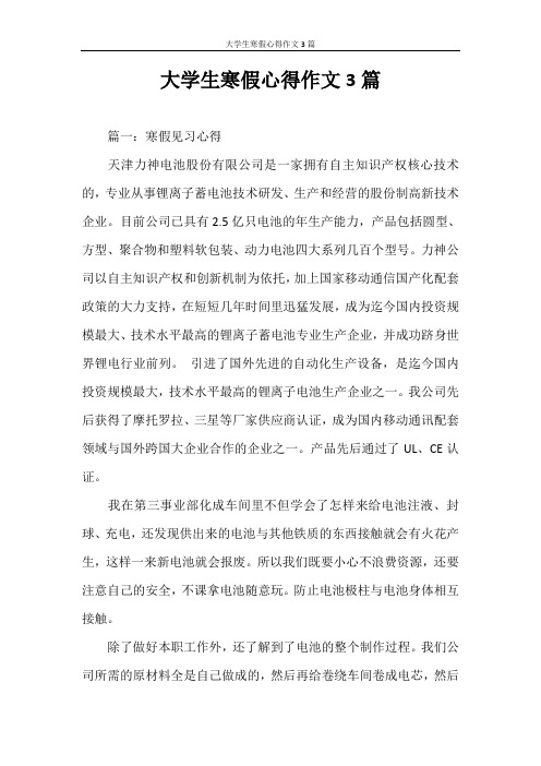 心得体会 大学生寒假心得作文3篇