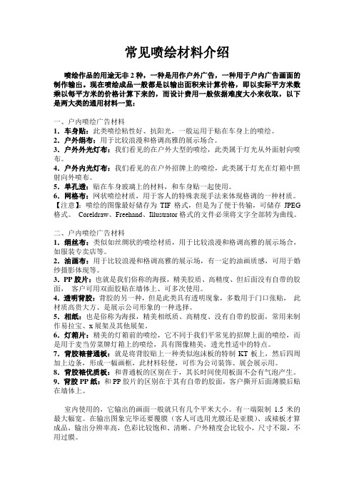 常见喷绘材料介绍