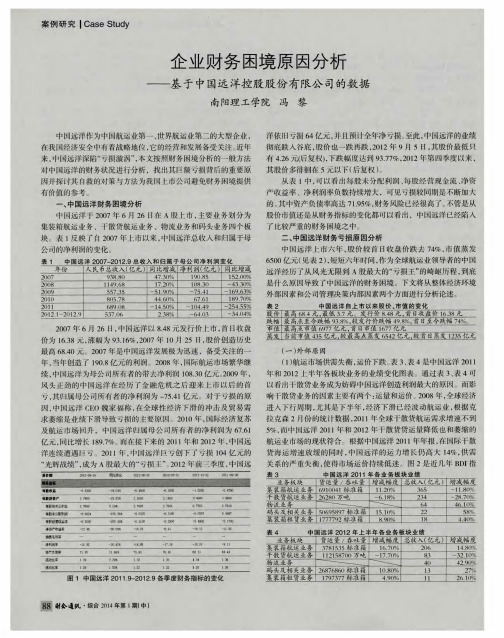 企业财务困境原因分析——基于中国远洋控股股份有限公司的数据