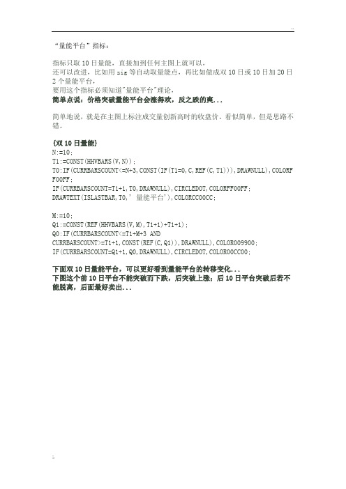 量能平台指标