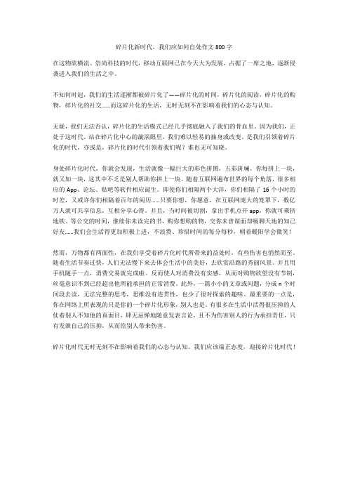 碎片化新时代,我们应如何自处作文800字正式版