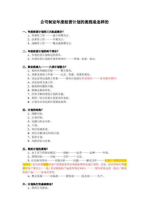 公司制定经营计划的流程是怎样的