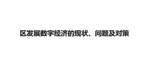 区发展数字经济的现状、问题及对策