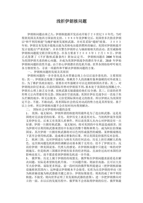 浅析伊朗核问题