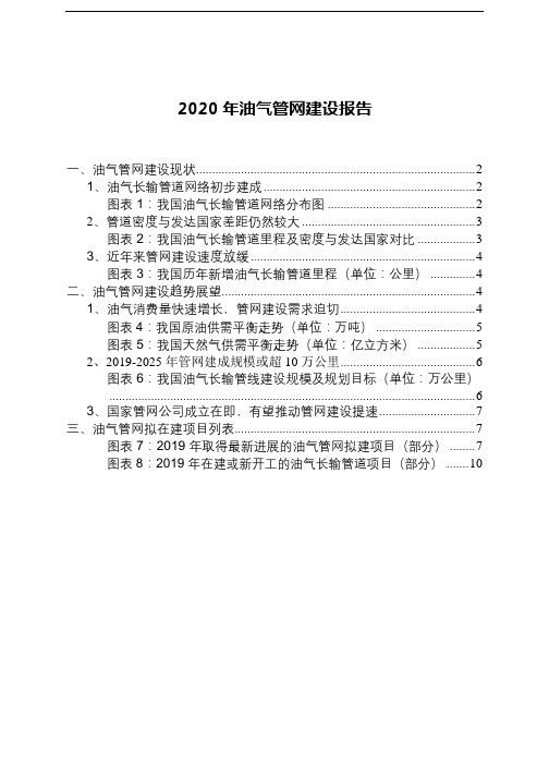 2020年油气管网建设报告