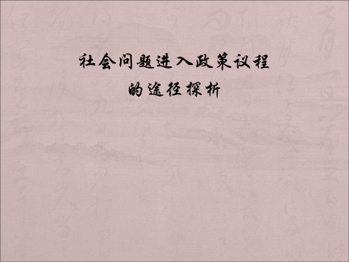 社会问题进入政策议程的途径