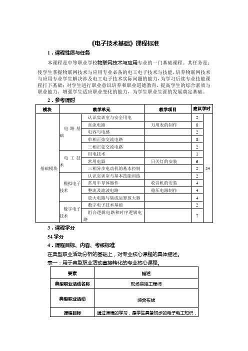电子技术基础课程标准