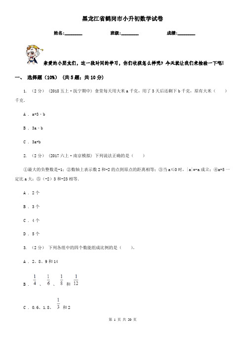 黑龙江省鹤岗市小升初数学试卷