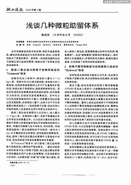 浅谈几种微粒助留体系