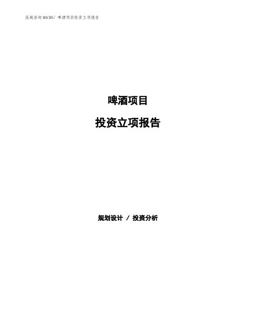 啤酒项目投资立项报告 (2)