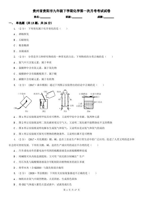 贵州省贵阳市九年级下学期化学第一次月考考试试卷
