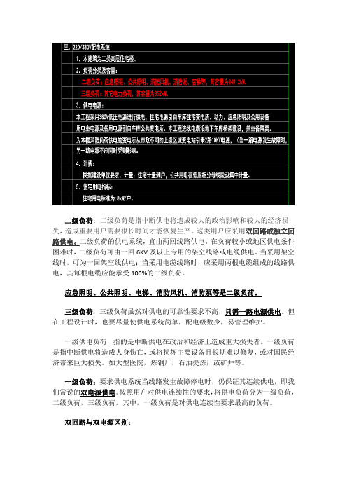 住宅用电负荷等级、供电电源基本知识