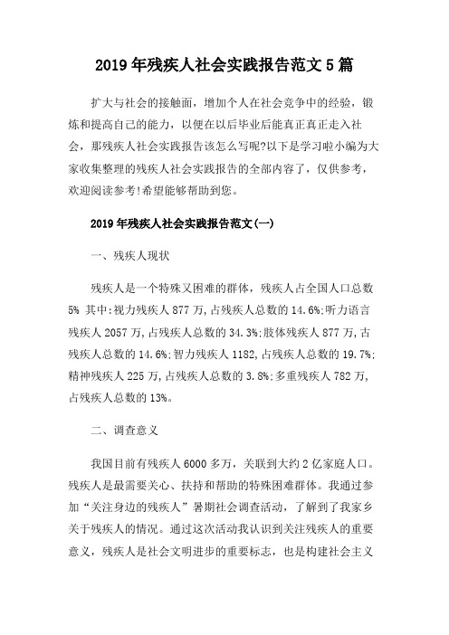 2019年残疾人社会实践报告范文5篇