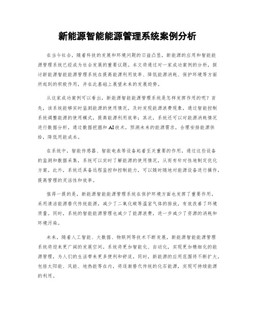 新能源智能能源管理系统案例分析