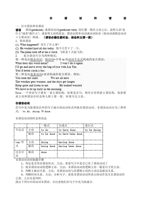 非谓语和谓语练习