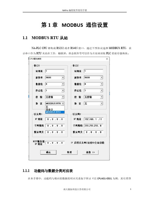 MODBUS 通信设置
