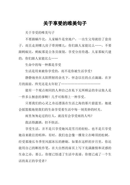 关于享受的唯美句子