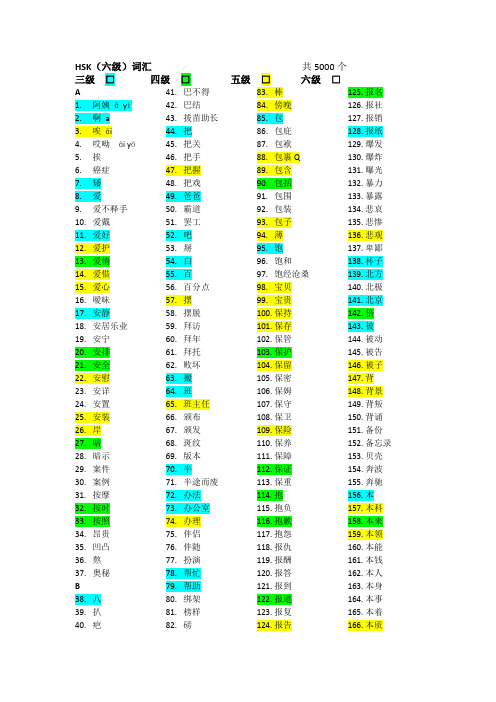 新HSK6级词汇