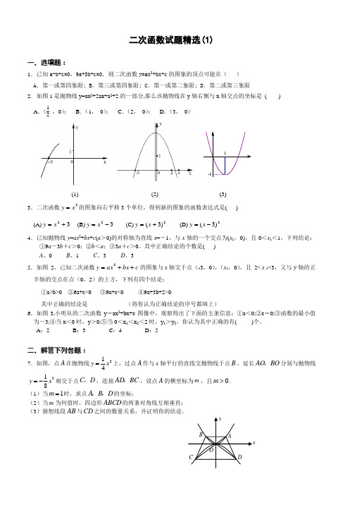 2006年中考二次函数试题精选(1)