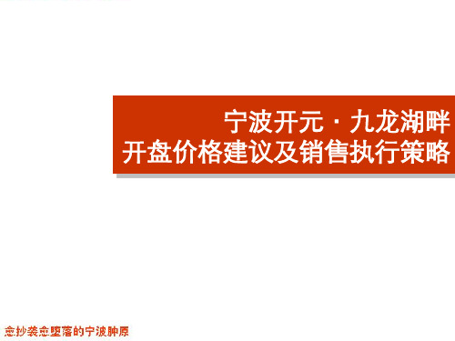 中原_宁波开元_九龙湖畔开盘价格建议及销售执行策略_57PPT