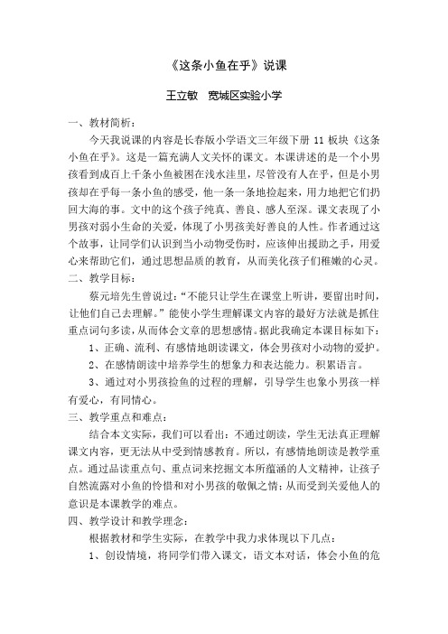 这条小鱼在乎说课