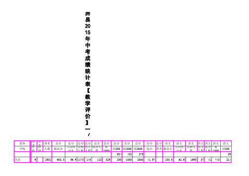 2015中考成绩统计表1(教学评价)发布