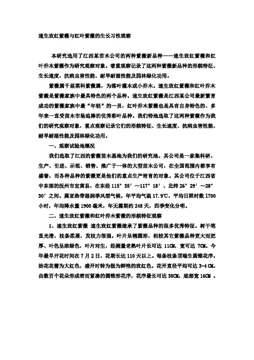 红叶紫薇与速生玫红紫薇的生长习性观察