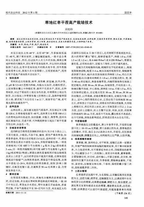 寒地红枣平茬高产栽培技术
