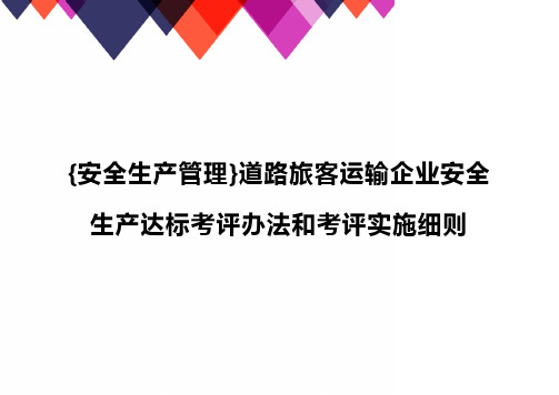 {安全生产管理}道路旅客运输企业安全生产达标考评办法和考评实施细则