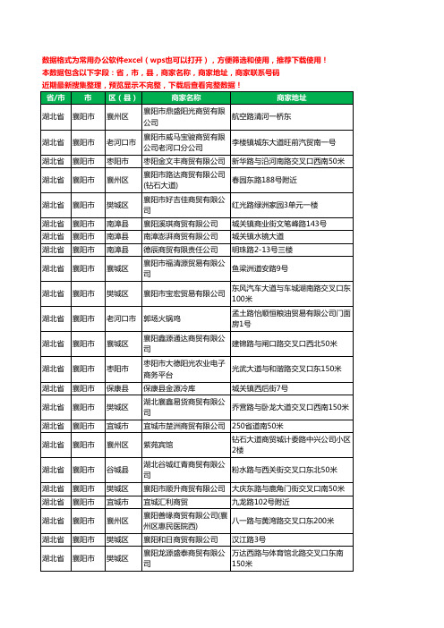 2020新版湖北省襄阳市贸易有限公司工商企业公司商家名录名单黄页联系电话号码地址大全462家