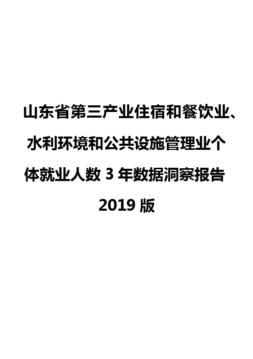 山东省第三产业住宿和餐饮业、水利环境和公共设施管理业个体就业人数3年数据洞察报告2019版