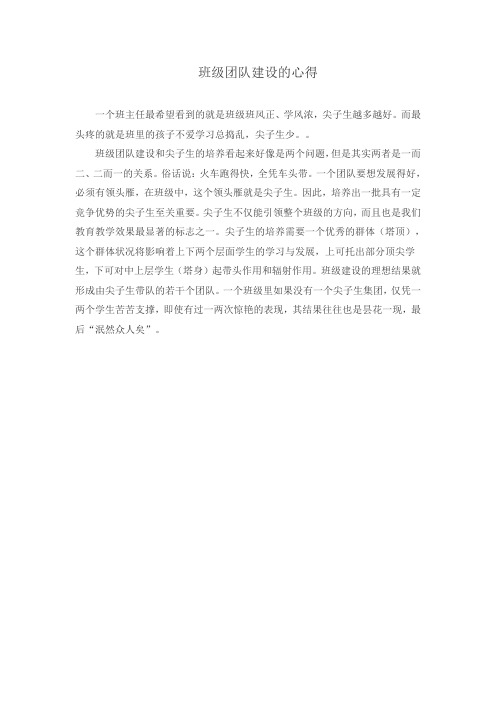 班级团队建设心得