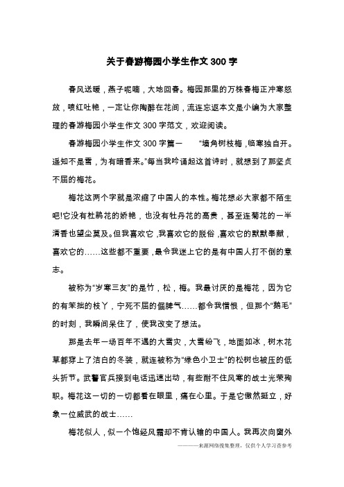 关于春游梅园小学生作文300字