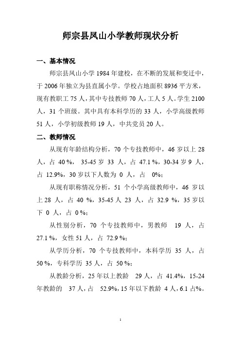 凤山小学教师现状分析