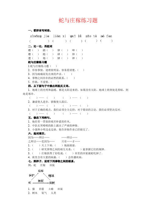 【强烈推荐】蛇与庄稼练习题