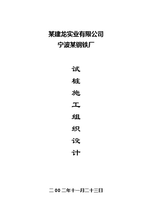 某试桩工程施工组织设计