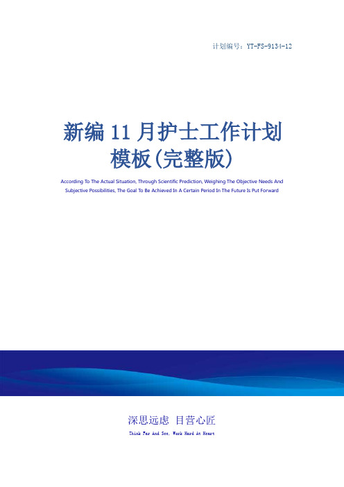 新编11月护士工作计划模板(完整版)