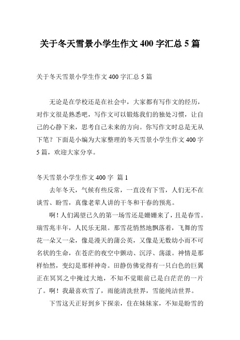 关于冬天雪景小学生作文400字汇总5篇