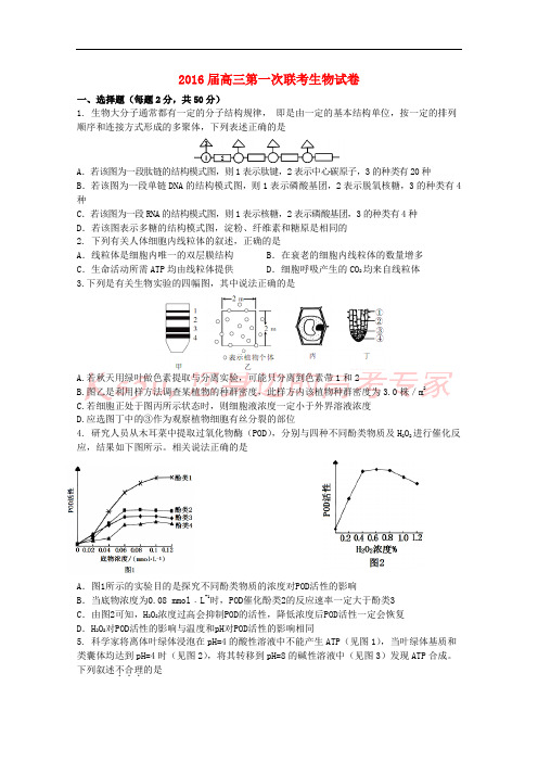 江西省两校2016届高三生物上学期第一次联考试题