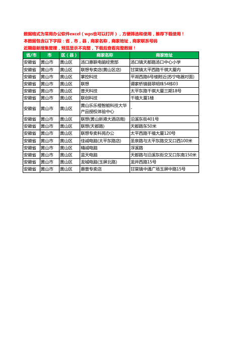 2020新版安徽省黄山市黄山区电脑工商企业公司商家名录名单联系电话号码地址大全15家