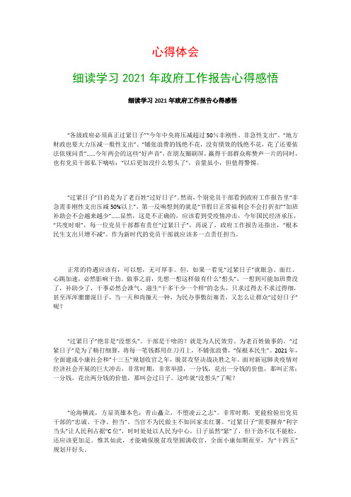 心得体会：细读学习2020年政府工作报告心得感悟