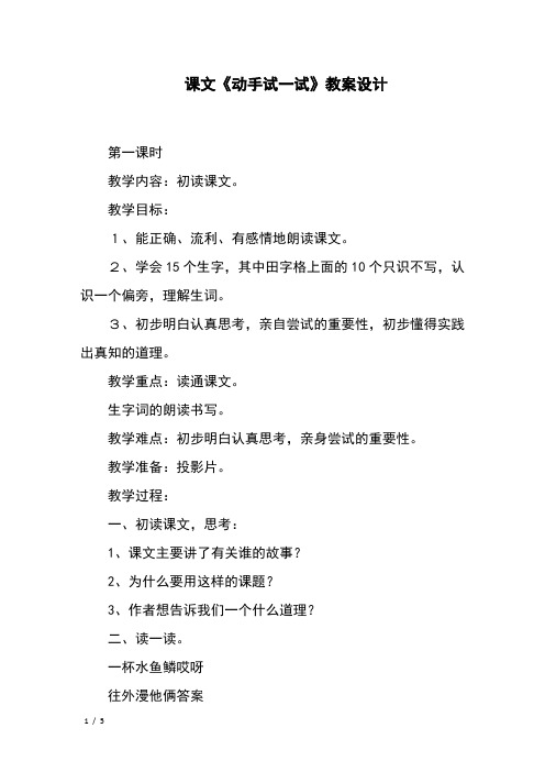 课文《动手试一试》教案设计