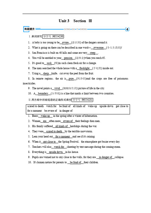 高二英语人教版选修7习题：Unit 3 section 3含答案